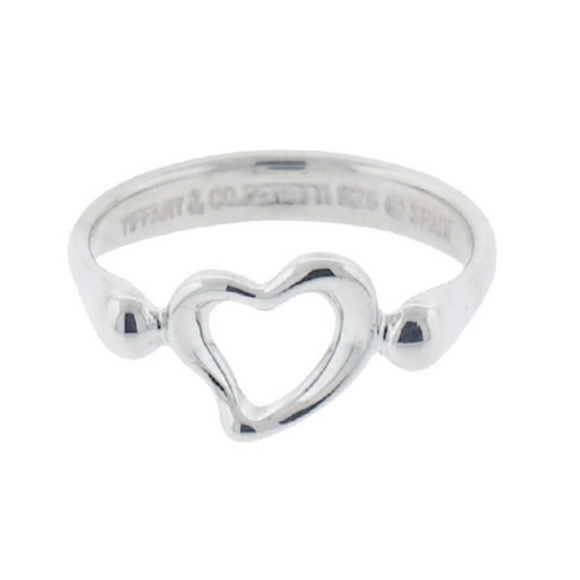 Retired Tiffany & Co Elsa Peretti Open Heart Ring Sterling Silver Sz 7.5 - Picture 3 of 8